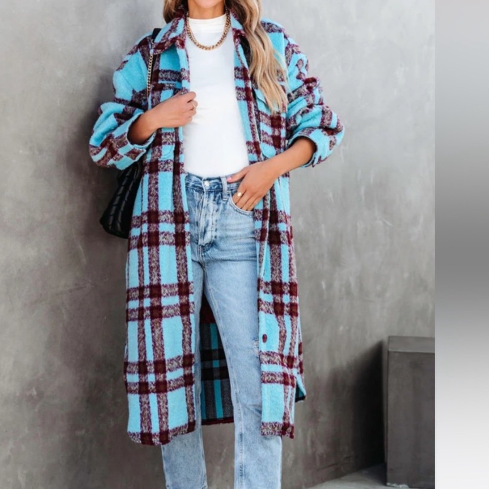 Vici Blue/Purple Plaid Women's Shacket
